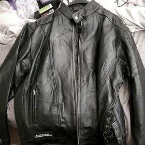 Diamond Plate Buffalo leather motorcycle Jacket